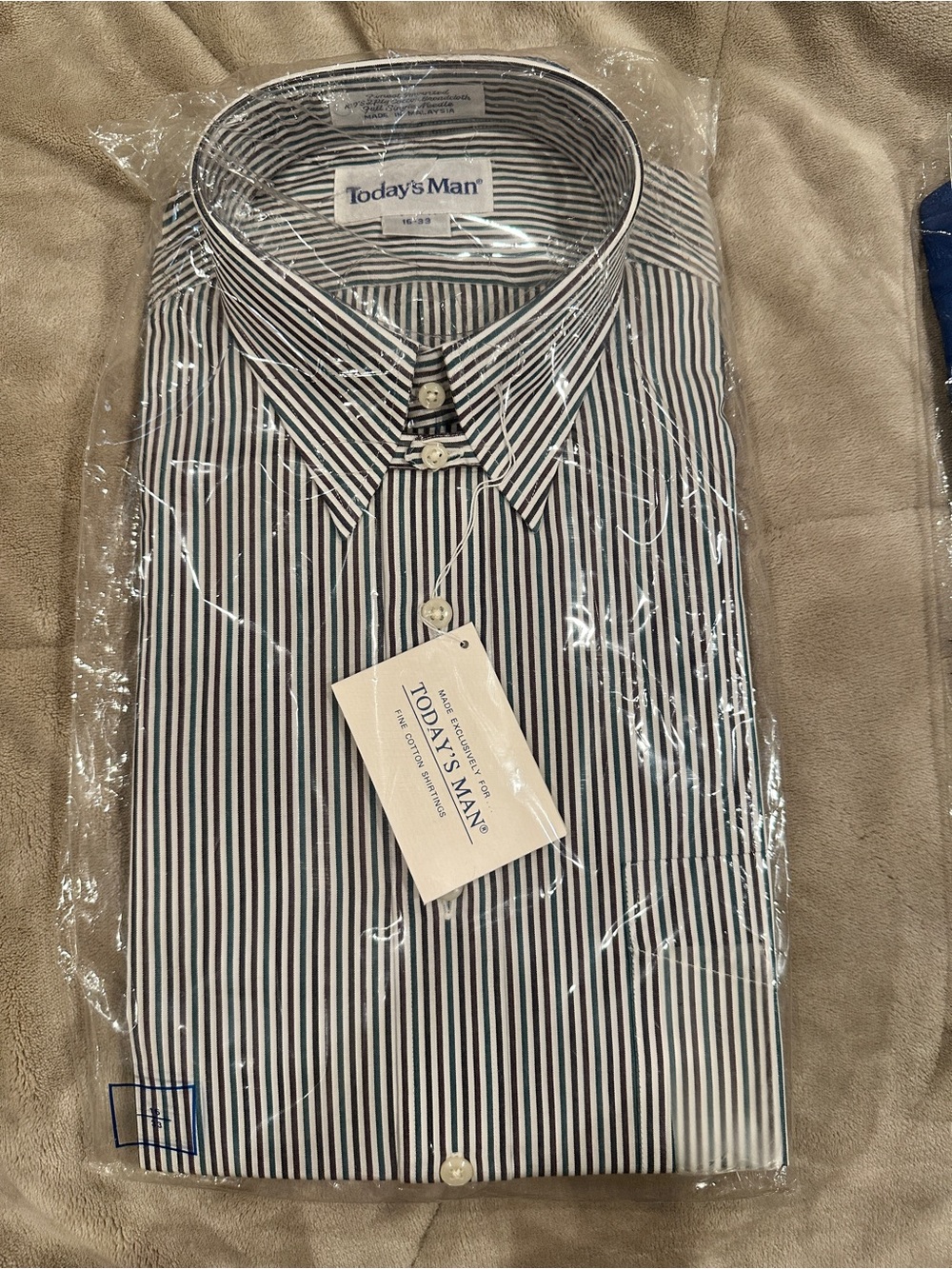 Today’s Man Men’s Black & White Striped Dress Shirt